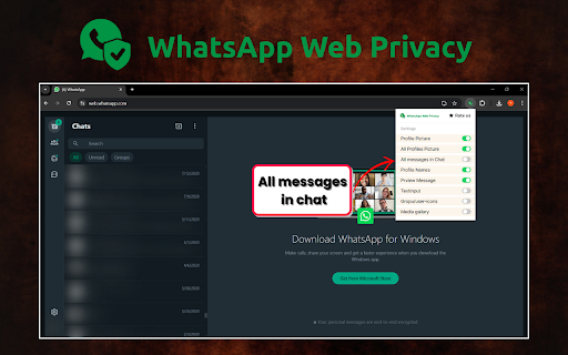 Privacy Extension for Whatsapp Web from Chrome web store to be run with OffiDocs Chromium online Privacy Extension for Whatsapp Web from Chrome web store to be run with OffiDocs Chromium online