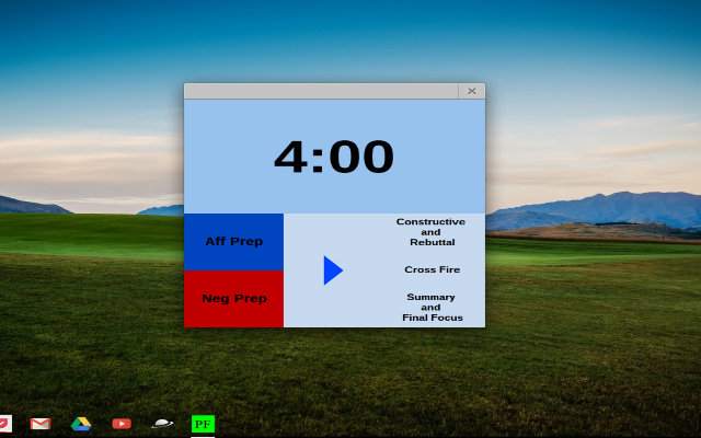 Public Forum Debate Timer from Chrome web store to be run with OffiDocs Chromium online Public Forum Debate Timer from Chrome web store to be run with OffiDocs Chromium online