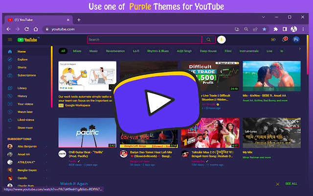 Purple Of YouTube™ from Chrome web store to be run with OffiDocs Chromium online Purple Of YouTube™ from Chrome web store to be run with OffiDocs Chromium online