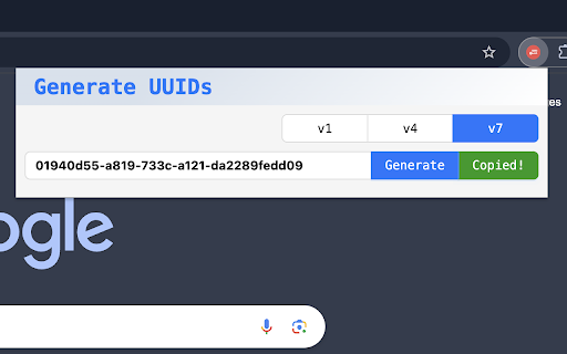 Quick UUID Generator from Chrome web store to be run with OffiDocs Chromium online Quick UUID Generator from Chrome web store to be run with OffiDocs Chromium online