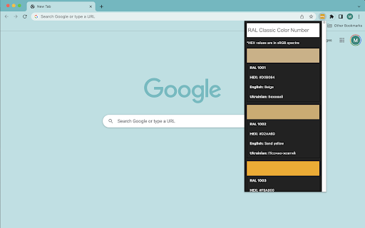 RAL Classic Colors List from Chrome web store to be run with OffiDocs Chromium online RAL Classic Colors List from Chrome web store to be run with OffiDocs Chromium online