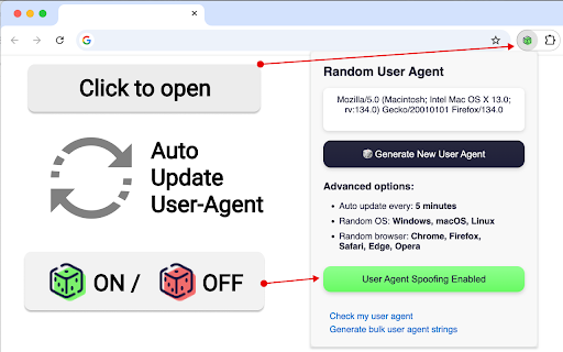 Random User Agent from Chrome web store to be run with OffiDocs Chromium online Random User Agent from Chrome web store to be run with OffiDocs Chromium online