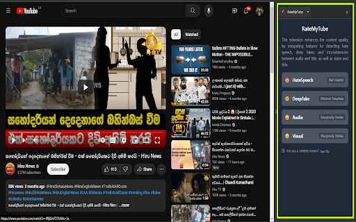 RateMyTube from Chrome web store to be run with OffiDocs Chromium online RateMyTube from Chrome web store to be run with OffiDocs Chromium online