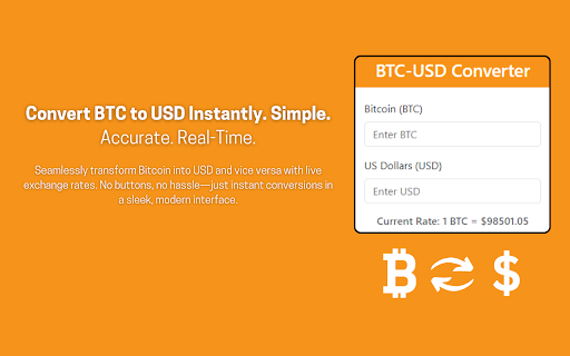 Real Time BTC USD Converter from Chrome web store to be run with OffiDocs Chromium online Real Time BTC USD Converter from Chrome web store to be run with OffiDocs Chromium online