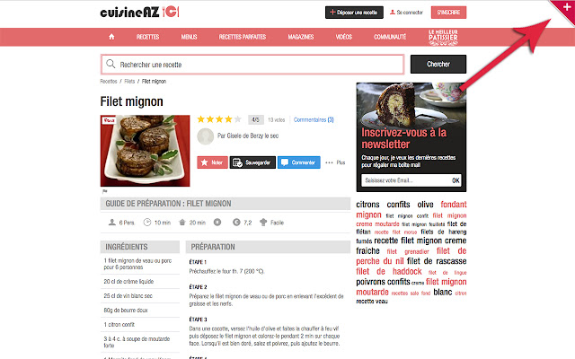 Recettes: le marque page de recettes en ligne from Chrome web store to be run with OffiDocs Chromium online Recettes: le marque page de recettes en ligne from Chrome web store to be run with OffiDocs Chromium online