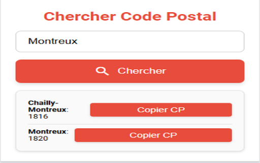 Recherche de codes postaux Suisse Romande from Chrome web store to be run with OffiDocs Chromium online Recherche de codes postaux Suisse Romande from Chrome web store to be run with OffiDocs Chromium online