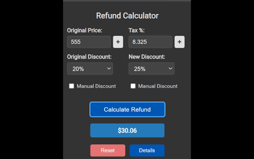 Refund Calculator from Chrome web store to be run with OffiDocs Chromium online Refund Calculator from Chrome web store to be run with OffiDocs Chromium online