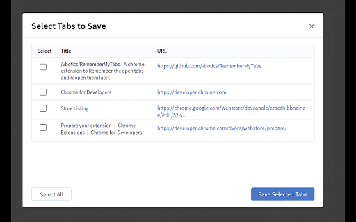 Remember My Tabs from Chrome web store to be run with OffiDocs Chromium online Remember My Tabs from Chrome web store to be run with OffiDocs Chromium online
