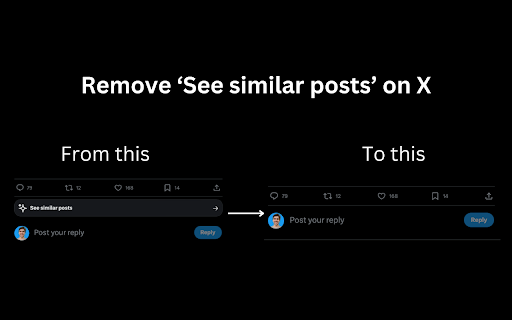 Remove See similar posts button on X from Chrome web store to be run with OffiDocs Chromium online Remove See similar posts button on X from Chrome web store to be run with OffiDocs Chromium online