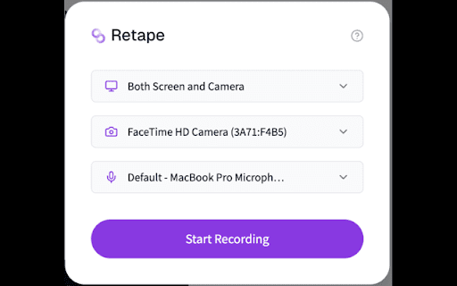 Retape Screen Recorder from Chrome web store to be run with OffiDocs Chromium online Retape Screen Recorder from Chrome web store to be run with OffiDocs Chromium online
