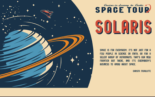 Retro Space Travel Poster from Chrome web store to be run with OffiDocs Chromium online Retro Space Travel Poster from Chrome web store to be run with OffiDocs Chromium online