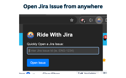 Ride With Jira from Chrome web store to be run with OffiDocs Chromium online Ride With Jira from Chrome web store to be run with OffiDocs Chromium online