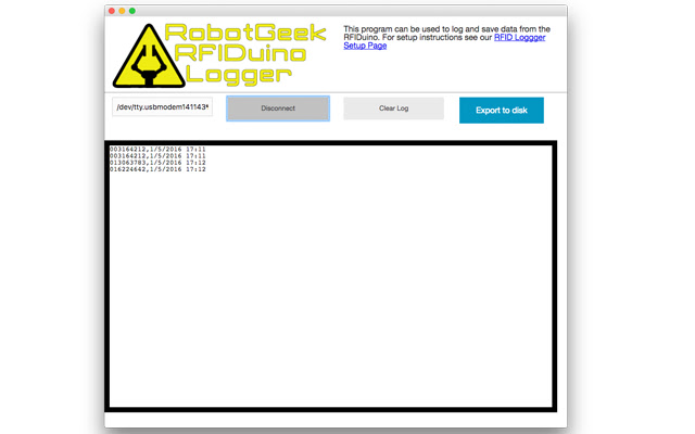 RobotGeek RFIDuino Logger from Chrome web store to be run with OffiDocs Chromium online RobotGeek RFIDuino Logger from Chrome web store to be run with OffiDocs Chromium online