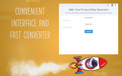 Safe, Free Privacy Policy Generator from Chrome web store to be run with OffiDocs Chromium online Safe, Free Privacy Policy Generator from Chrome web store to be run with OffiDocs Chromium online