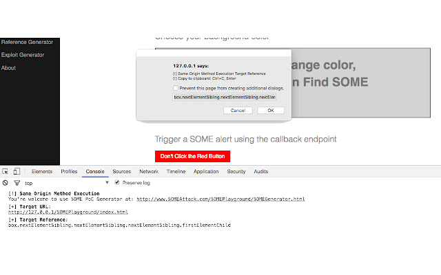 Same Origin Method Execution Targeting Tool from Chrome web store to be run with OffiDocs Chromium online Same Origin Method Execution Targeting Tool from Chrome web store to be run with OffiDocs Chromium online