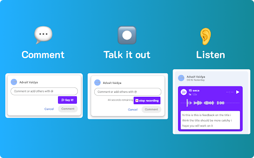 Say It So: Add voice comments in Google Docs from Chrome web store to be run with OffiDocs Chromium online Say It So: Add voice comments in Google Docs from Chrome web store to be run with OffiDocs Chromium online