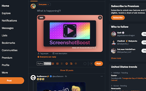 ScreenshotBoost for X from Chrome web store to be run with OffiDocs Chromium online ScreenshotBoost for X from Chrome web store to be run with OffiDocs Chromium online