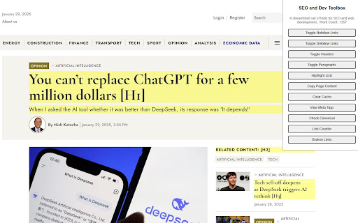 SEO Developer Toolbox from Chrome web store to be run with OffiDocs Chromium online SEO Developer Toolbox from Chrome web store to be run with OffiDocs Chromium online