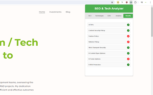 SEO Tech Analyzer from Chrome web store to be run with OffiDocs Chromium online SEO Tech Analyzer from Chrome web store to be run with OffiDocs Chromium online