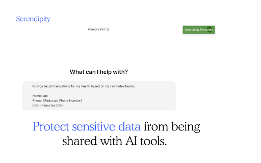 Serendipity — Use AI, Securely. from Chrome web store to be run with OffiDocs Chromium online Serendipity — Use AI, Securely. from Chrome web store to be run with OffiDocs Chromium online