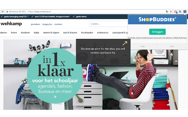 Shopbuddies.de Cashback Melder from Chrome web store to be run with OffiDocs Chromium online Shopbuddies.de Cashback Melder from Chrome web store to be run with OffiDocs Chromium online