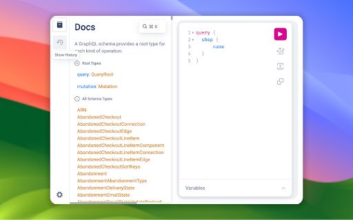 Shopify GraphQL API Client from Chrome web store to be run with OffiDocs Chromium online Shopify GraphQL API Client from Chrome web store to be run with OffiDocs Chromium online