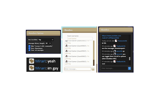 Shoutbox from Chrome web store to be run with OffiDocs Chromium online Shoutbox from Chrome web store to be run with OffiDocs Chromium online