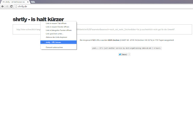 shrtly.de is schneller kürzer from Chrome web store to be run with OffiDocs Chromium online shrtly.de is schneller kürzer from Chrome web store to be run with OffiDocs Chromium online