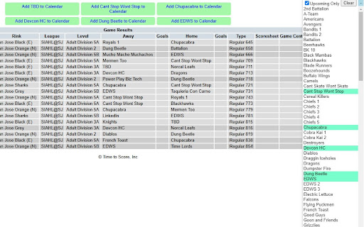 SIAHL TimeToScore Schedule Filter from Chrome web store to be run with OffiDocs Chromium online SIAHL TimeToScore Schedule Filter from Chrome web store to be run with OffiDocs Chromium online