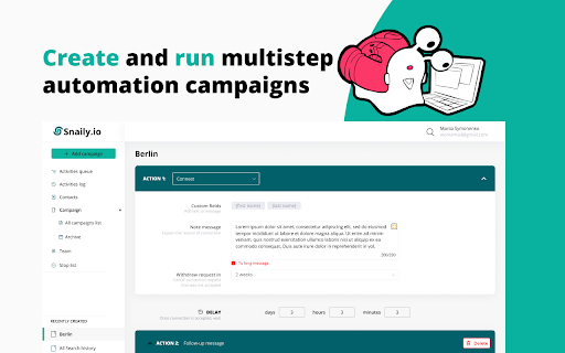 Snaily for LinkedIn™ Auto Connect from Chrome web store to be run with OffiDocs Chromium online Snaily for LinkedIn™ Auto Connect from Chrome web store to be run with OffiDocs Chromium online