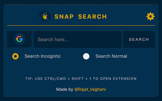 Snap Sarch Search Faster from Chrome web store to be run with OffiDocs Chromium online Snap Sarch Search Faster from Chrome web store to be run with OffiDocs Chromium online