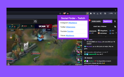 Social Finder Twitch from Chrome web store to be run with OffiDocs Chromium online Social Finder Twitch from Chrome web store to be run with OffiDocs Chromium online