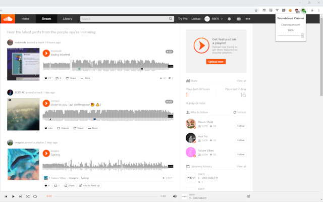 Soundcloud Cleaner from Chrome web store to be run with OffiDocs Chromium online Soundcloud Cleaner from Chrome web store to be run with OffiDocs Chromium online