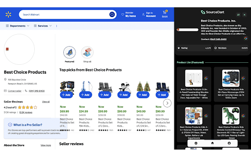 SourceDart: Walmart Sourcing for Sellers from Chrome web store to be run with OffiDocs Chromium online SourceDart: Walmart Sourcing for Sellers from Chrome web store to be run with OffiDocs Chromium online