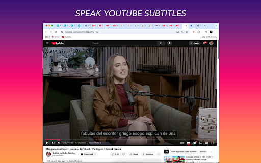 Speak YouTube Subtitles from Chrome web store to be run with OffiDocs Chromium online Speak YouTube Subtitles from Chrome web store to be run with OffiDocs Chromium online