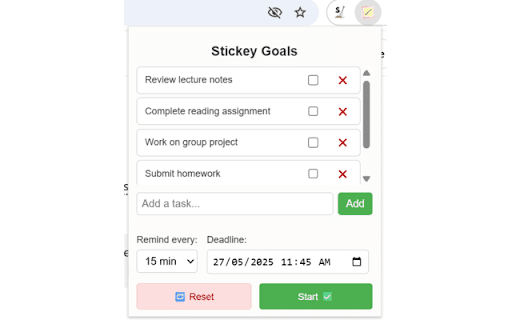Stickey Goals from Chrome web store to be run with OffiDocs Chromium online Stickey Goals from Chrome web store to be run with OffiDocs Chromium online