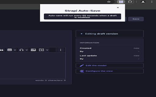 Strapi Auto Save for Drafts from Chrome web store to be run with OffiDocs Chromium online Strapi Auto Save for Drafts from Chrome web store to be run with OffiDocs Chromium online