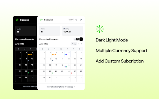 Subwise Subscription Manager from Chrome web store to be run with OffiDocs Chromium online Subwise Subscription Manager from Chrome web store to be run with OffiDocs Chromium online