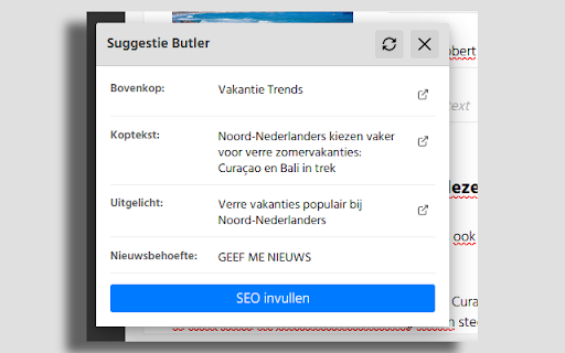 Suggestie Butler from Chrome web store to be run with OffiDocs Chromium online Suggestie Butler from Chrome web store to be run with OffiDocs Chromium online
