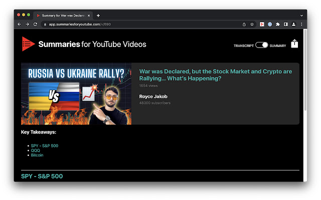 Summaries for Youtube™ videos from Chrome web store to be run with OffiDocs Chromium online Summaries for Youtube™ videos from Chrome web store to be run with OffiDocs Chromium online