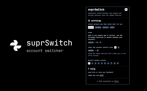 suprSwitch account switcher from Chrome web store to be run with OffiDocs Chromium online suprSwitch account switcher from Chrome web store to be run with OffiDocs Chromium online