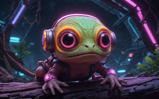 Surreal half frog wearing headphones from Chrome web store to be run with OffiDocs Chromium online Surreal half frog wearing headphones from Chrome web store to be run with OffiDocs Chromium online