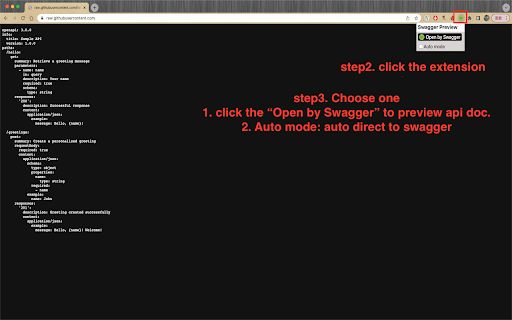 Swagger Preview from Chrome web store to be run with OffiDocs Chromium online Swagger Preview from Chrome web store to be run with OffiDocs Chromium online