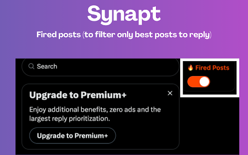 Synapt: AI replies posts for X (Twitter), LinkedIn and Product Hunt from Chrome web store to be run with OffiDocs Chromium online Synapt: AI replies posts for X (Twitter), LinkedIn and Product Hunt from Chrome web store to be run with OffiDocs Chromium online