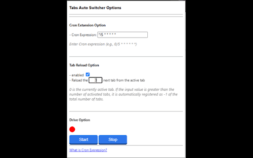 tabs auto switcher using cron expression from Chrome web store to be run with OffiDocs Chromium online tabs auto switcher using cron expression from Chrome web store to be run with OffiDocs Chromium online