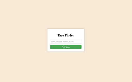 Taco Finder from Chrome web store to be run with OffiDocs Chromium online Taco Finder from Chrome web store to be run with OffiDocs Chromium online