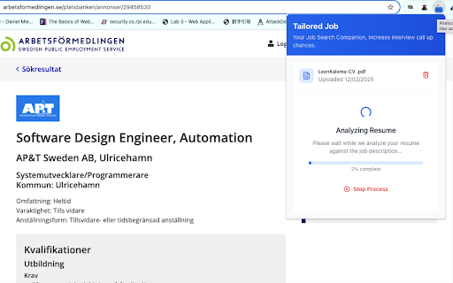 Tailored Job A job hunting companion from Chrome web store to be run with OffiDocs Chromium online Tailored Job A job hunting companion from Chrome web store to be run with OffiDocs Chromium online