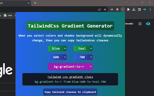 Tailwind gradient picker from Chrome web store to be run with OffiDocs Chromium online Tailwind gradient picker from Chrome web store to be run with OffiDocs Chromium online