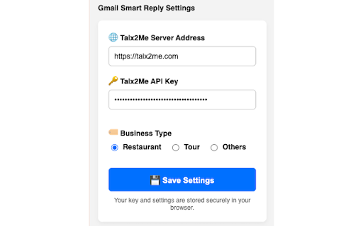 Talx2Me Gmail Smart Reply from Chrome web store to be run with OffiDocs Chromium online Talx2Me Gmail Smart Reply from Chrome web store to be run with OffiDocs Chromium online