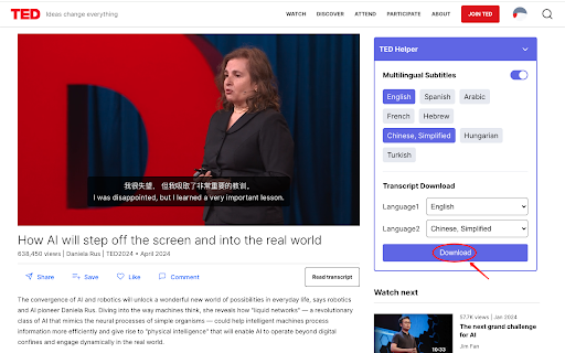TED Transcript Download from Chrome web store to be run with OffiDocs Chromium online TED Transcript Download from Chrome web store to be run with OffiDocs Chromium online